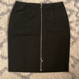 Front Zip Black Pencil Skirt